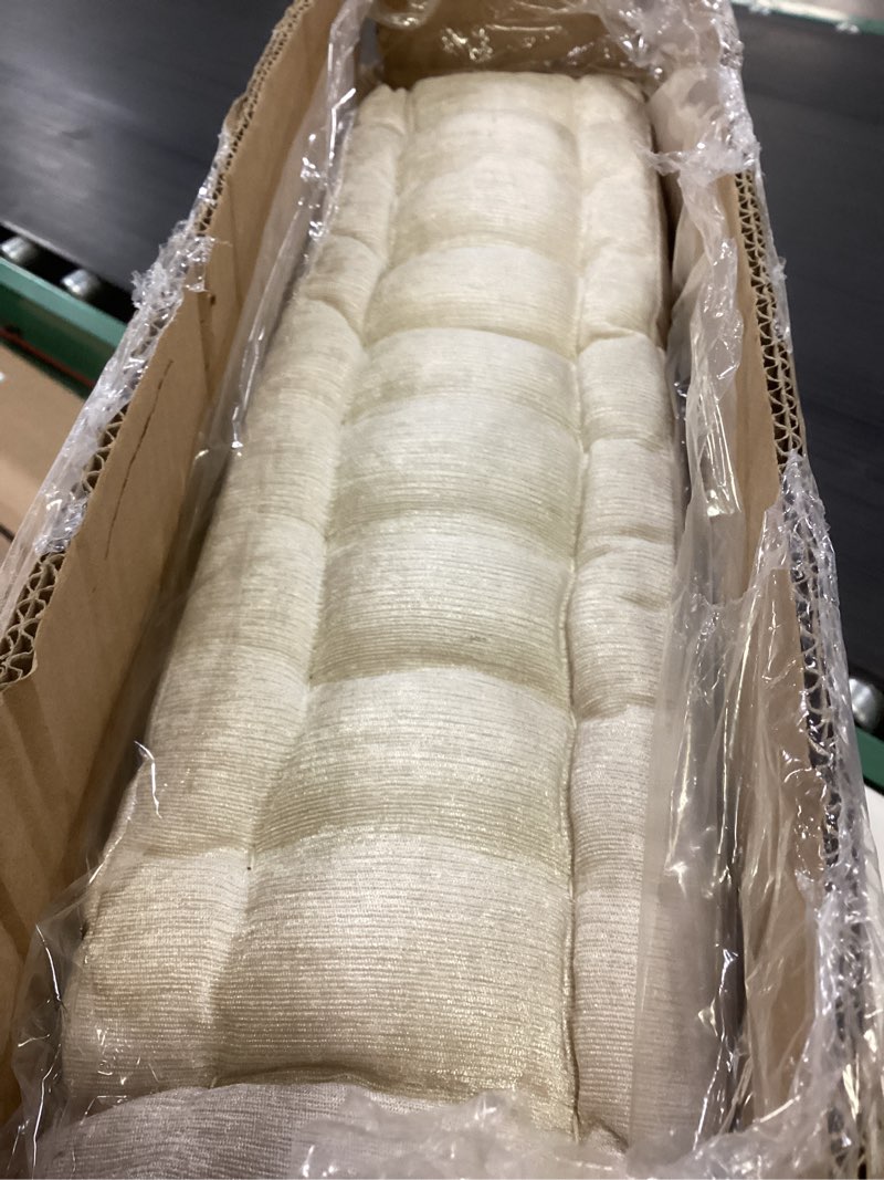 Condition photo showing Good Condition for intelligent design azza floor pillow, large cushions sitting for adults, floor pillow for meditation or yoga, lustrous chenille tufted with scalloped edges for bench/chair cushion, 20"x20"x5" ivory 20"w x 20"l x 5"h square ivory
