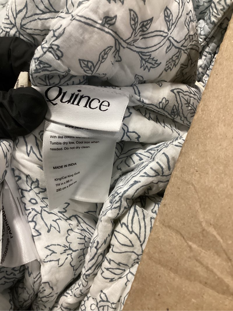 Condition photo showing Good Condition for organic cotton block print quilt set, king/cal king, blue