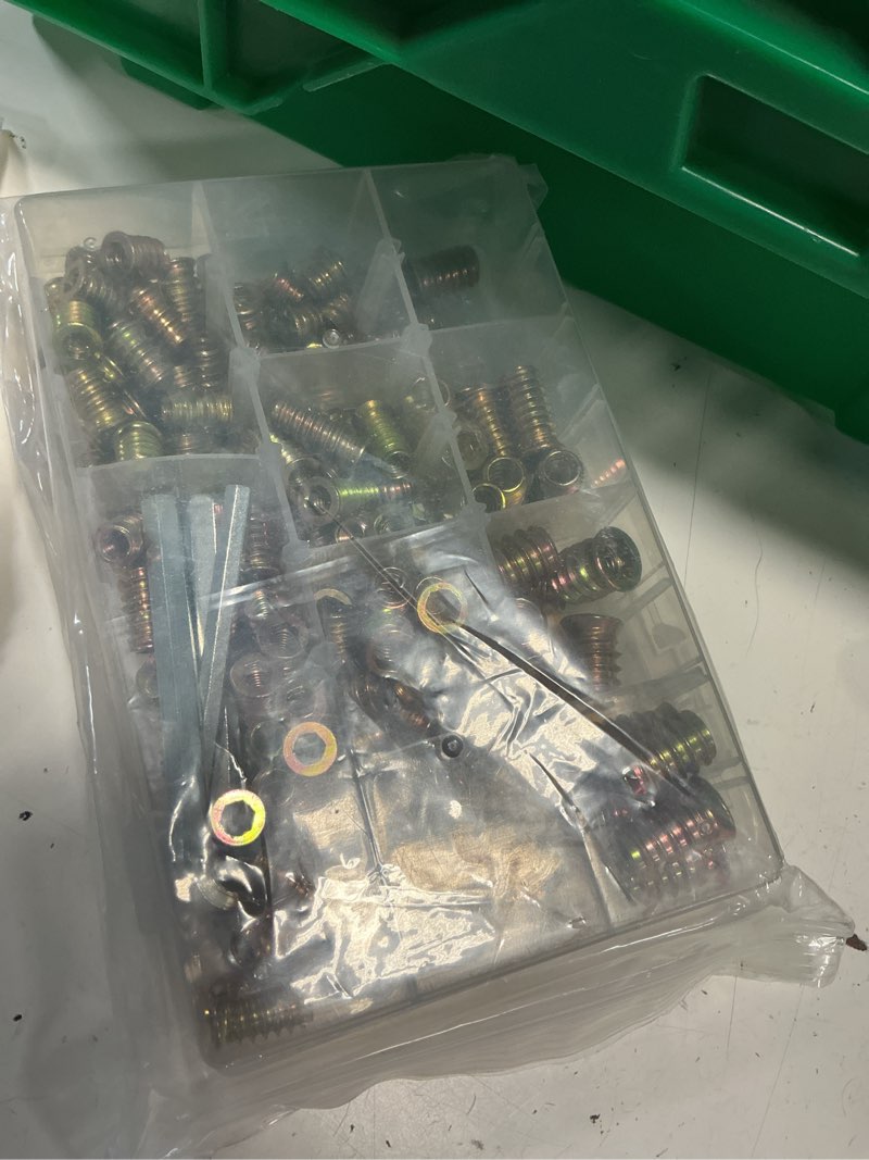 Condition photo showing Good Condition for 170 pcs threaded inserts for wood assortment kit - 10 sizes (1/4"-20, 5/16"-18, 3/8"-16) with m6/m8/m10 hex wrenches - steel inserts for furniture screws, wood furniture & cabinet m lmtj001 golden