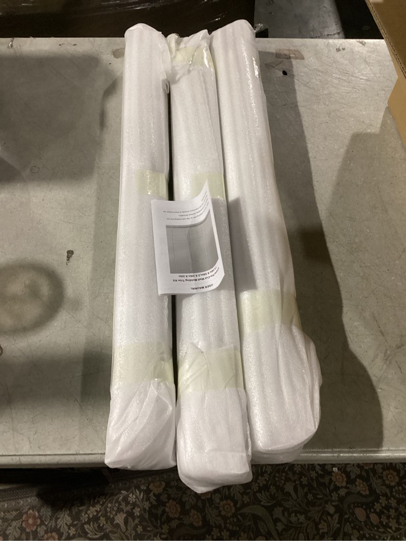 Condition photo showing New/Like New for KESHWELL Premade Wall Panels,6 Frame Wall Panels for Interior Wall Decor,Accent Molding Kit,Pre-Cut Wainscoting Panels, Wall Molding Trim Picture Frame for Home Decor (3 Set,54 x 24 INCH) 54"(H) X 24"(L) and 24"(H) X24" (L), 0.98"(W) 3 Sets-White