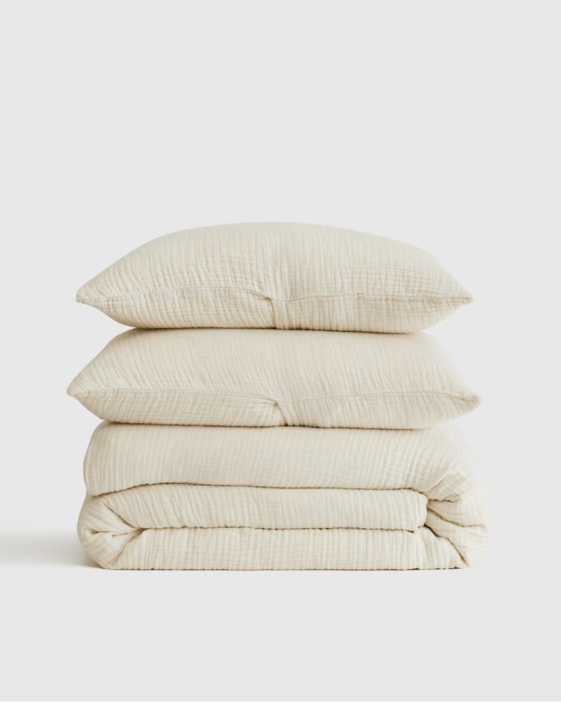 organic cotton gauze duvet cover set color white queen