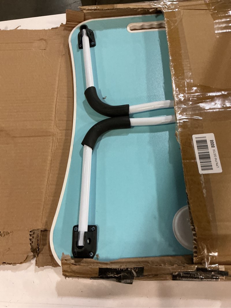 Condition photo showing Good Condition for folding lap desk, 23.6 inch wood laptop bed desk with cup holder, portable bed table for working writing reading & eating for bed, sofa, couch, floor - blue