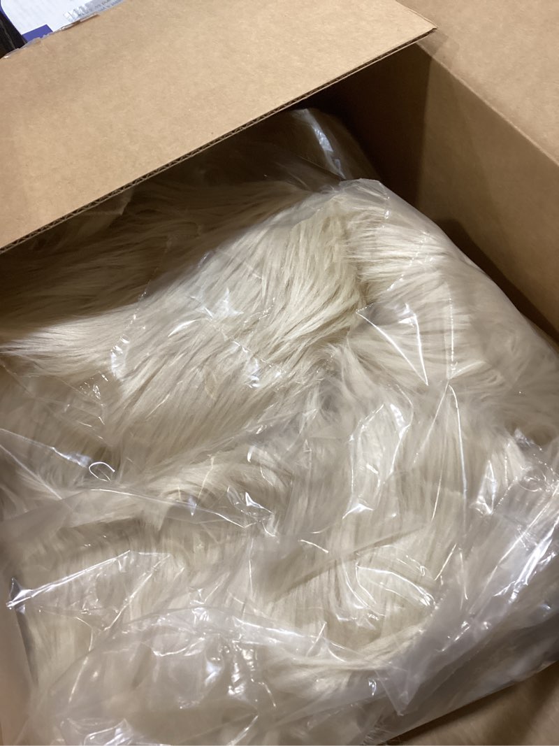 Condition photo showing As Is for SERISSA Soft Fluffy Rug Beige Faux Sheepskin Fur Rug Shaggy Area Rug for Bedroom Floor Living Room 3x5 Feet 3' x 5' (Rectangular) Beige