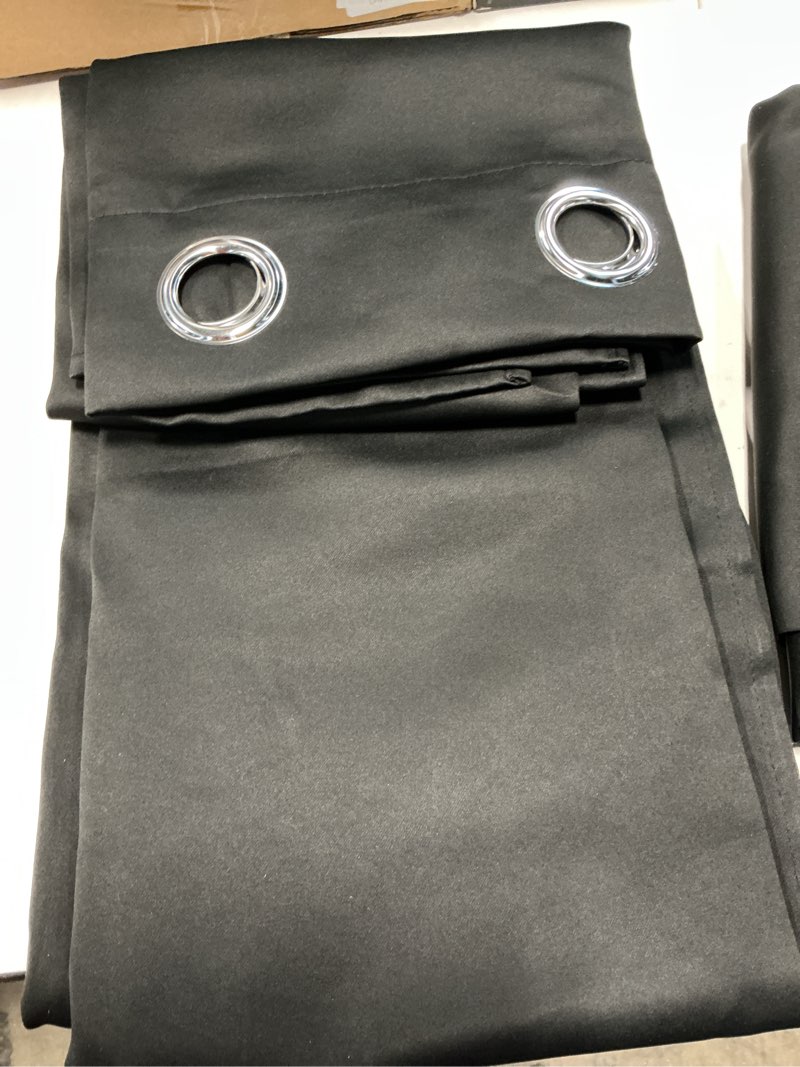 Condition photo showing Good Condition for nicetown halloween patio blackout curtain shades, 2 panels, 55 inches x 108 inches, black, summer home decoration thermal insulated grommet blackout draperies/drapes for kitchen black 55"w x 108"l (pack of 2)