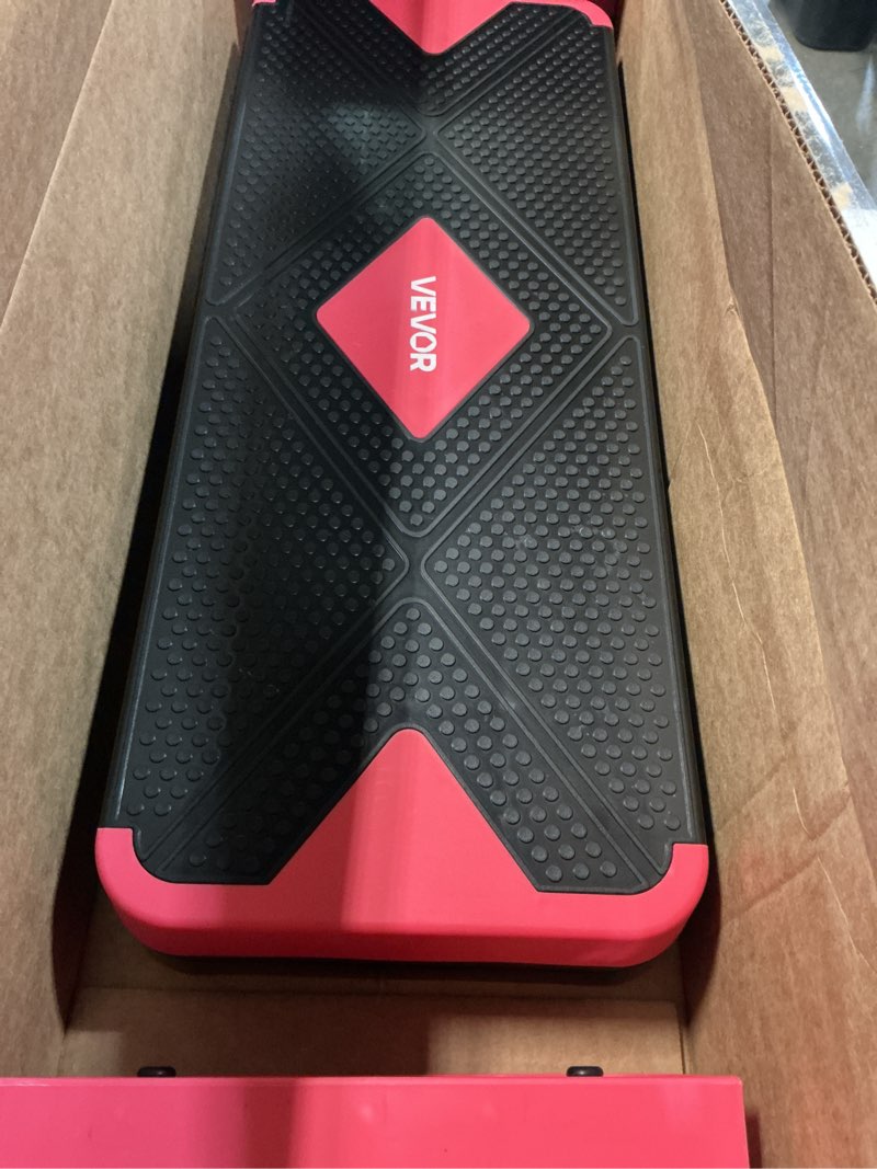 Condition photo showing Good Condition for vevor aerobic exercise step platform, 28-inch workout aerobic stepper, height adjustable fitness training step deck trainer with 4 risers, non-slip surface bench for home gym cardio strength red