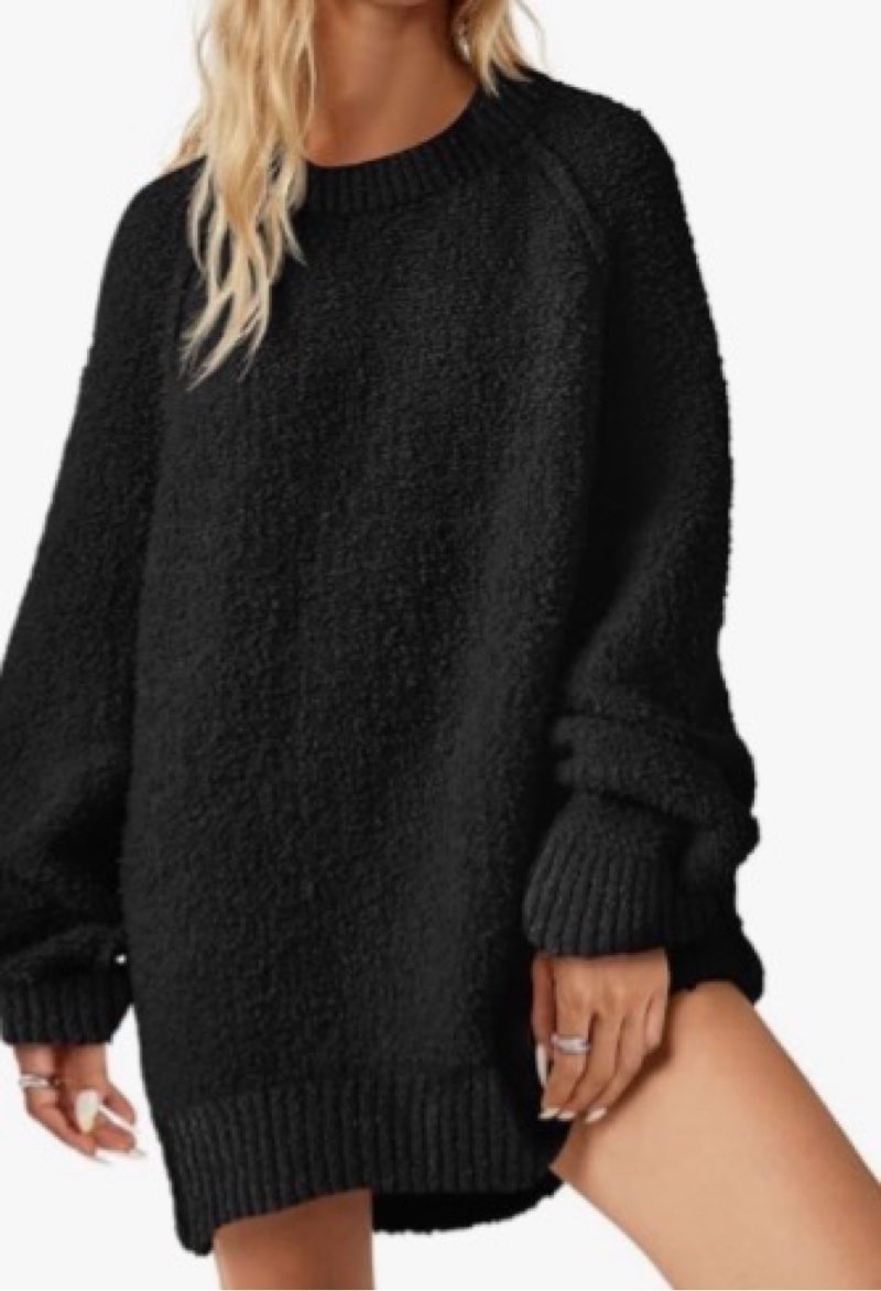 Saodimallsu Womens Oversized Sweater 2025 Fall Trendy Fuzzy Crew Neck Long Sleeve Casual Tunic Sweaters xl