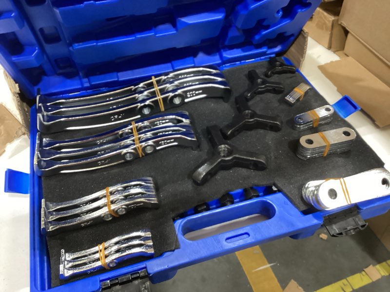 Condition photo showing As Is for Orion Motor Tech Gear Puller Set, 3" 4" 6" 8" Bearing Puller Kit, 24pc 2 Jaw & 3 Jaw Gear Puller with Reversible Jaws, Heavy Duty Pulley Puller Tool for Pulley Gear Bearing Flywheel Removal