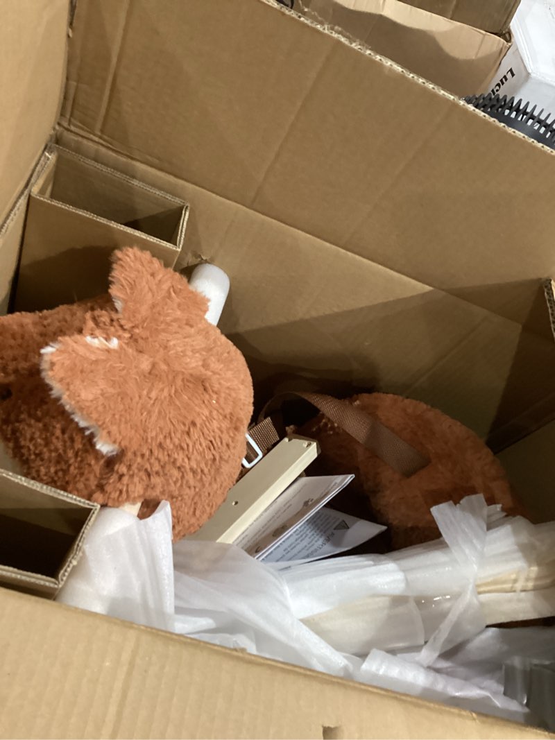 Condition photo showing As Is for labebe - Baby Rocking Horse, Brownish Red Fox Rocking Horse with Seat Belt, Plush Animal Rocker for Kids, Stuffed Rocker Toy for Children 6M-3 Years Old Girl&Boy