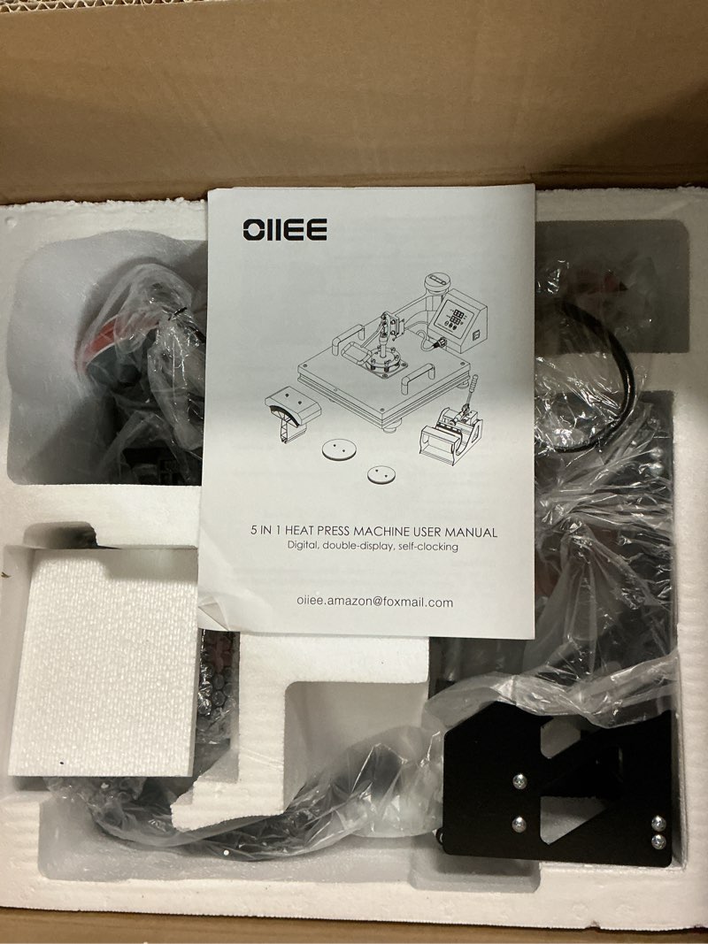 Condition photo showing Good Condition for oiiee heat press machine 5 in 1 combo heat press 12 x 15 inch heat transfer machine 360-degree swing away digital shirt printing multifunction heat transfer sublimation for t shirts mugs hat plate cap