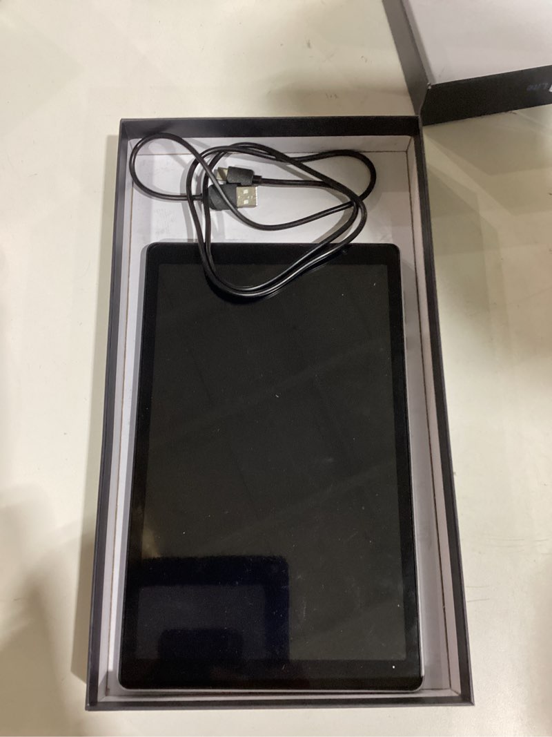 Condition photo showing As Is for 10 inch tablet, android os, 2gb ram + 32gb storage, quad-core processor, 6000mah battery, 10.1" hd ips display, wi-fi 6, dual camera, silver