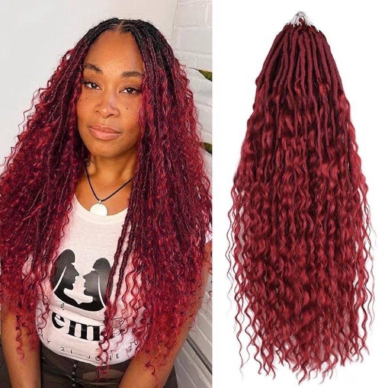 AIBEO Boho Faux Locs With Curly Pure Protein Fiber Close to Human Hair Curls 7packs 18 Inch Pre Loop