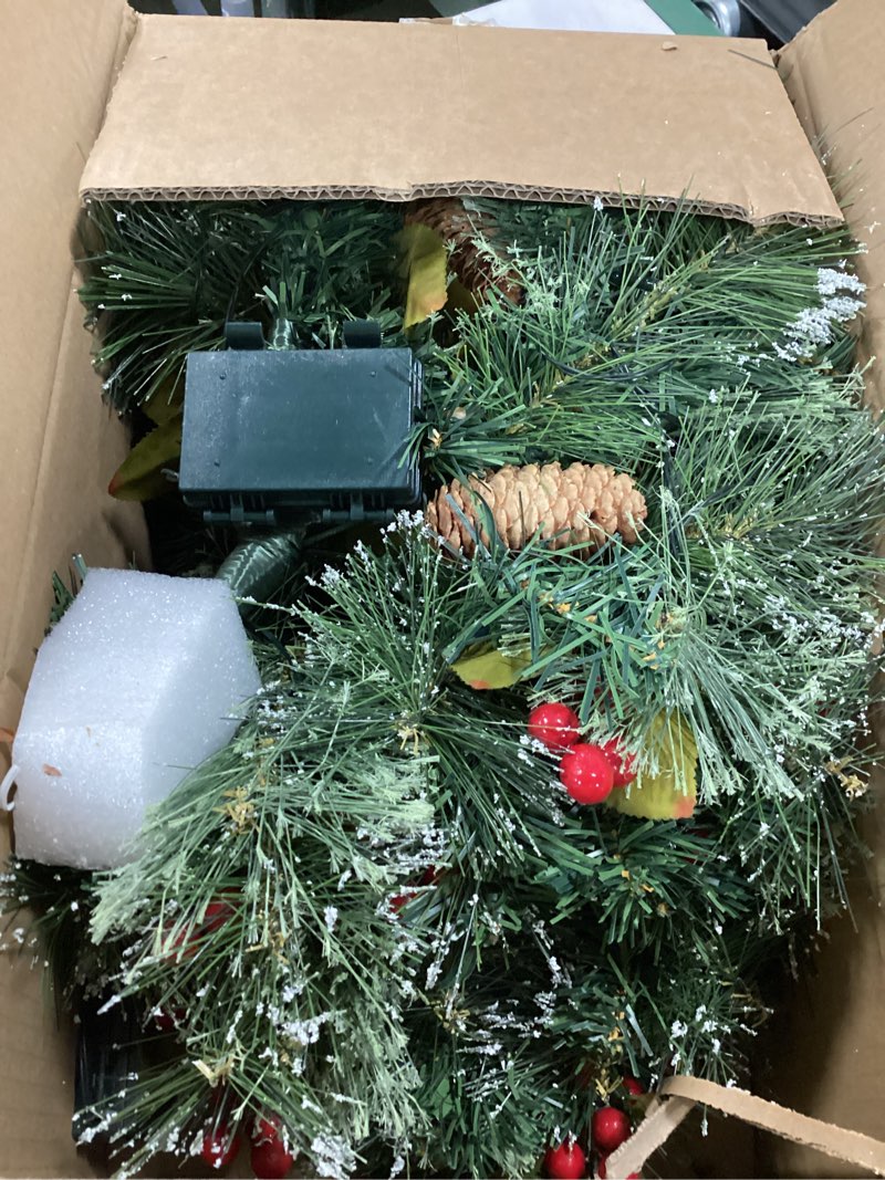 Condition photo showing New/Like New for 2 Pack Pre-lit Christmas Urn Filler, Light Up 8 Modes & Timer, Artificial Mini Xmas Pine Trees with Tripod Stake, Battery Powered for Outdoor Pathway, Porch, Yard Decorations