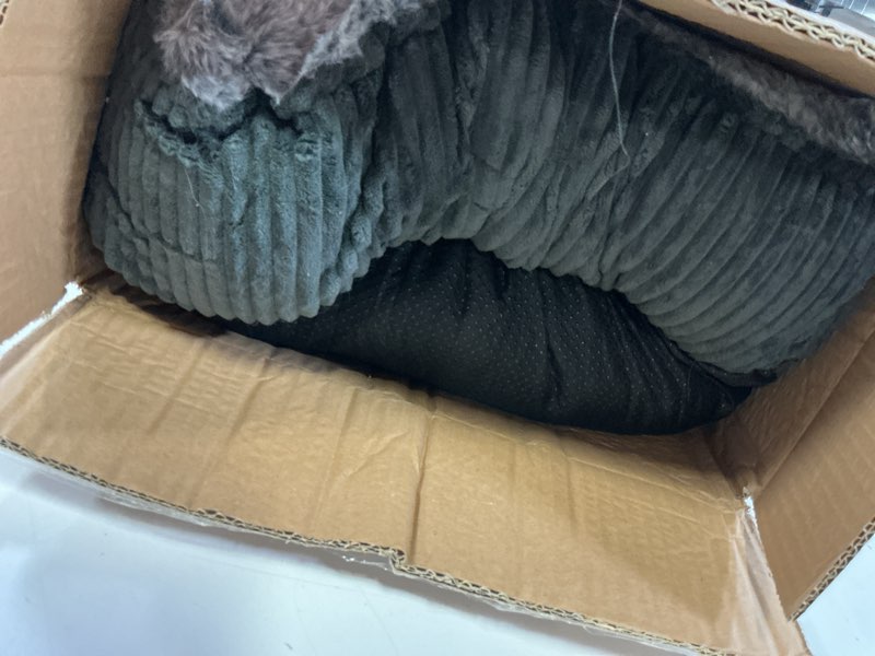 Condition photo showing As Is for bedsure washable dog bed small medium size dog - rectangle fluffy plush pet bed puppy bed, comfy corduroy fleece and nonskid bottom,25x21x7inches,suitable for pet up to 20lbs,grey grey 25"l x 21"w x 7"th