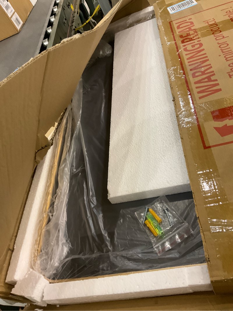 Condition photo showing Good Condition for 30" x 22" Bathroom Mirror Black Bathroom Mirrors for Over Sink Modern Bathroom Vanity Mirror for Bedroom Entryway or Living, Metal Framed HD Tempered Glass Room Horizontal or Vertical Black 22"L x 30"W