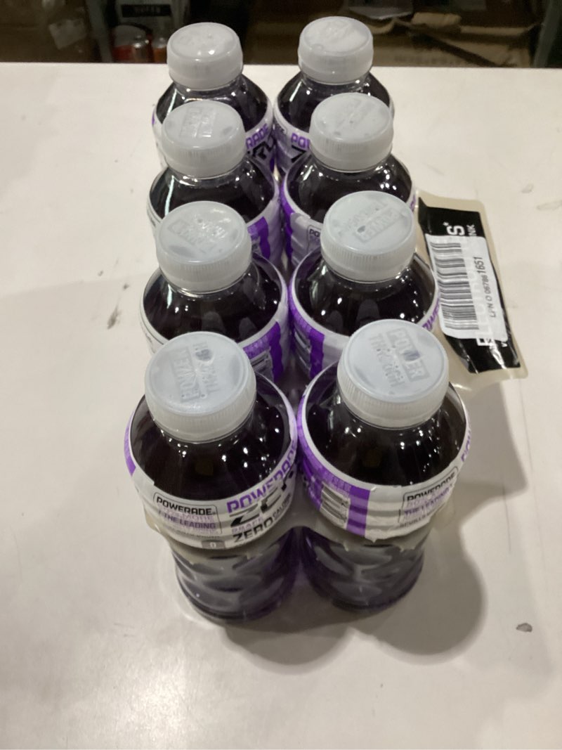 Condition photo showing New/Like New for Best by may 26 POWERADE Electrolyte Enhanced Zero Sugar Grape Sports Drink, 20 Ounce (Pack of 8) Grape Zero Sugar 20 Fl Oz (Pack of 8)