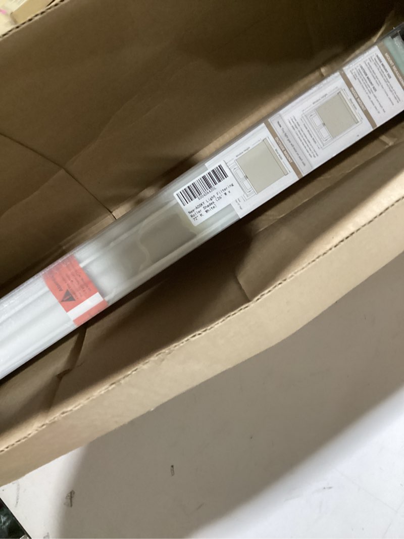 Condition photo showing Good Condition for AOSKY Light Filtering Roller Shades Cordless Blinds for Windows, Free-Stop Shades with Valance, 99% Blackout, Thermal Insulated Fabric, UV Protection, Natural Woven Blinds?26" W x 72" H, White? White 26"W x 72"H