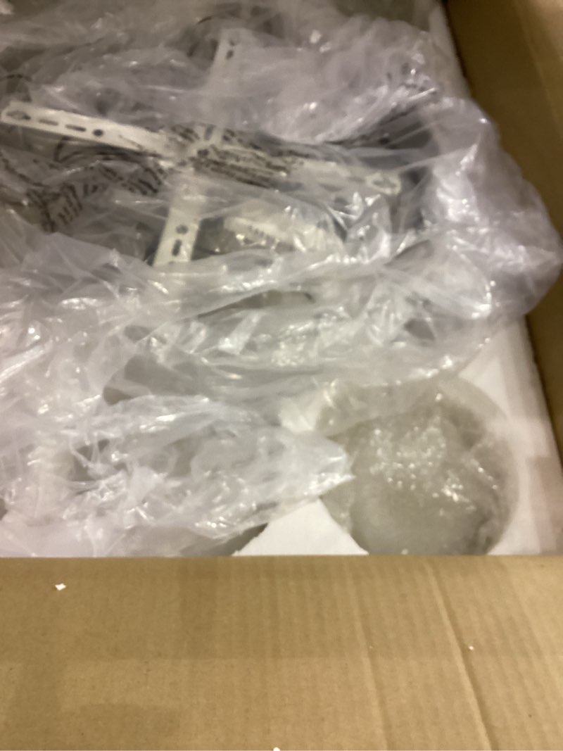 Condition photo showing As Is for 10-Light Black Chandelier with White Globe Glass Dimmable Ceiling Light Glass Pendant Light for Kitchen Island, Dining Room, Living Room, Entry Hallway, LED Bulbs Included