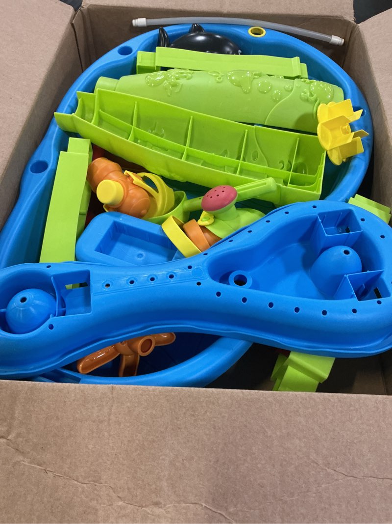 Condition photo showing As Is for 2026 water table for toddlers 1-3 3-5 with pump, 3-tier outdoor sand water play table toys for kids ages 4-8 outside activity sensory summer beach pool backyard splash toys for boys girls gifts blue