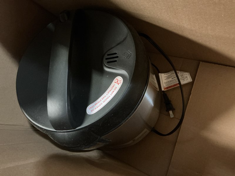 Condition photo showing As Is for aroma professional digital rice cooker, 10-cup (uncooked) / 20-cup (cooked), multicooker, slow cooker, steamer, oatmeal cooker, egg cooker, sts, 5 qt, black, arc-5200sb