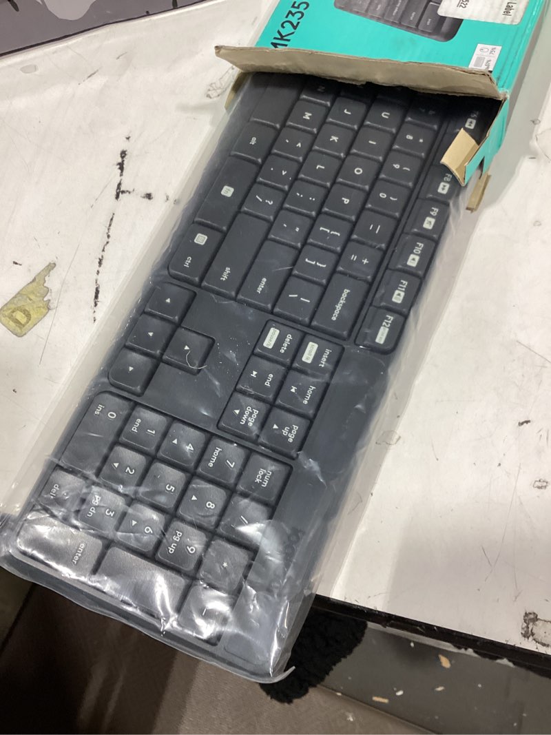 Condition photo showing As Is for logitech mk235 wireless keyboard and mouse combo for windows, 2.4 ghz wireless unifying usb receiver, 15 fn keys, long battery life, compatible with pc, laptop