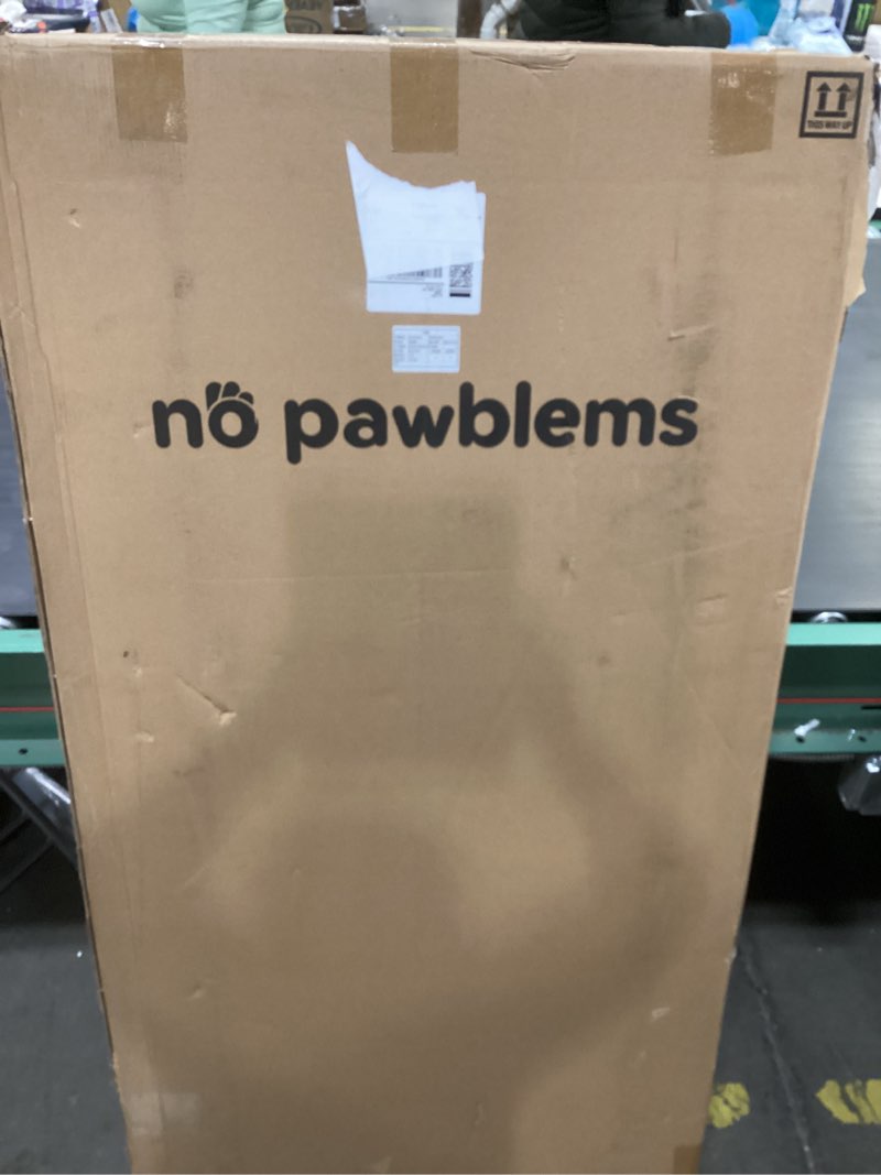 Condition photo showing New/Like New for No Pawblems 55.1" Extra Tall Pet Gate for Cat/Dog, 29.9-44.4" Wide Auto Close Tall Cat Gate, NO Drilling Pressure Mounted for Doorways/Hallways, 1.37" Narrower Bar Spacing, White White 55" Tall, 29.9-44.4" Wide