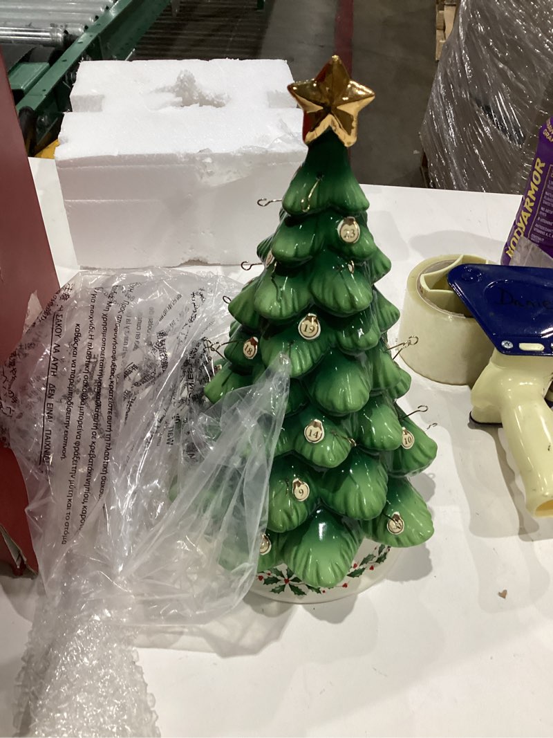 Condition photo showing As Is for lenox 893625 treasured traditions advent calendar tree & mini ornaments 26-piece set, 25 christmas ornaments, 1 tree figurine, 2025 christmas decor & holiday decorations