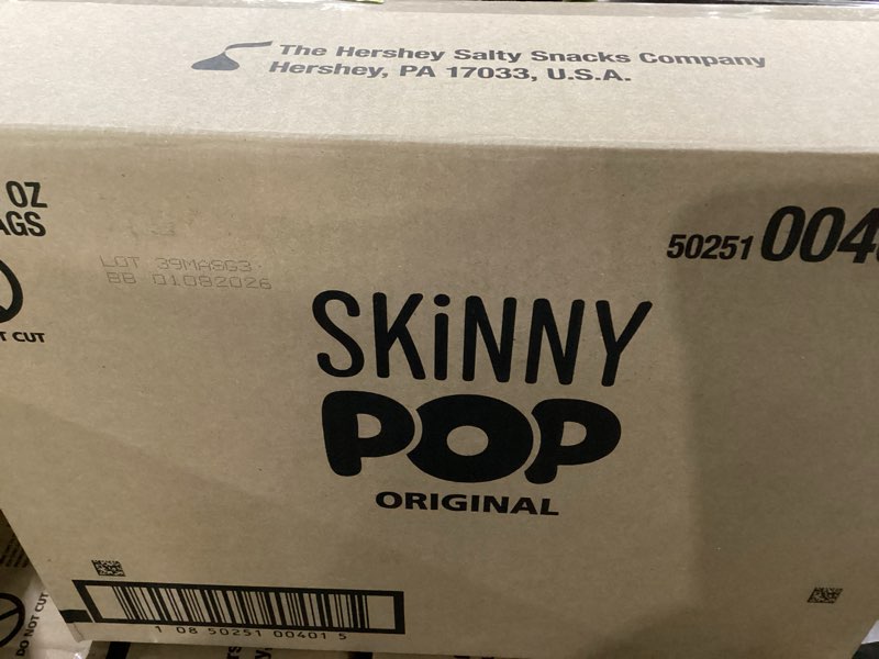 Condition photo showing New/Like New for SkinnyPop Popcorn, Original, Whole Grain, Dairy-Free Snack, 0.65oz Bags (30ct), 10/8/2026
