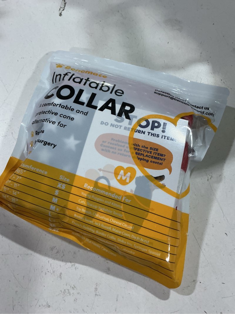 Condition photo showing New/Like New for bencmate inflatable dog cone collar alternative, soft dog cone for small medium large dogs and cats, neck recovery ecollar donut collar after surgery (medium, flag) flag medium [neck:7"-11"]