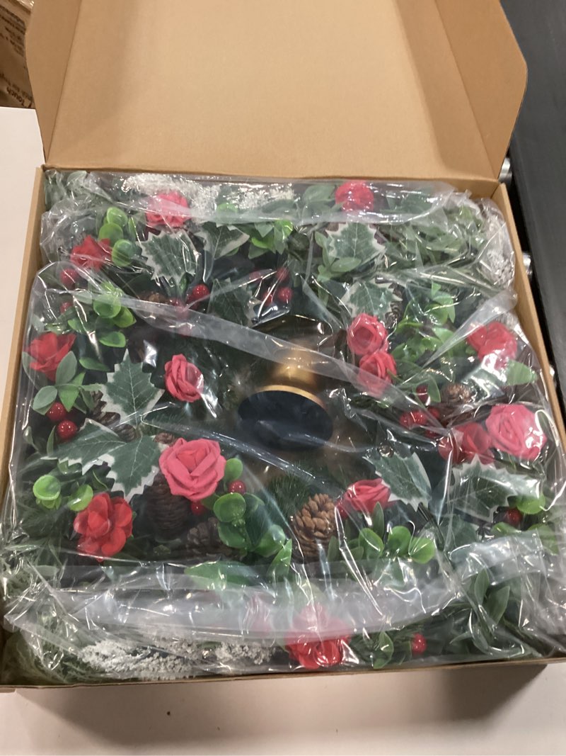 Condition photo showing New/Like New for 30inch Christmas Wreath, Artificial Winter Wreaths for Front Door with Bell Pinecone Berries for Outdoor Indoor Wall Tree Table Farmhouse Holiday Wedding Birthday Party Decorations