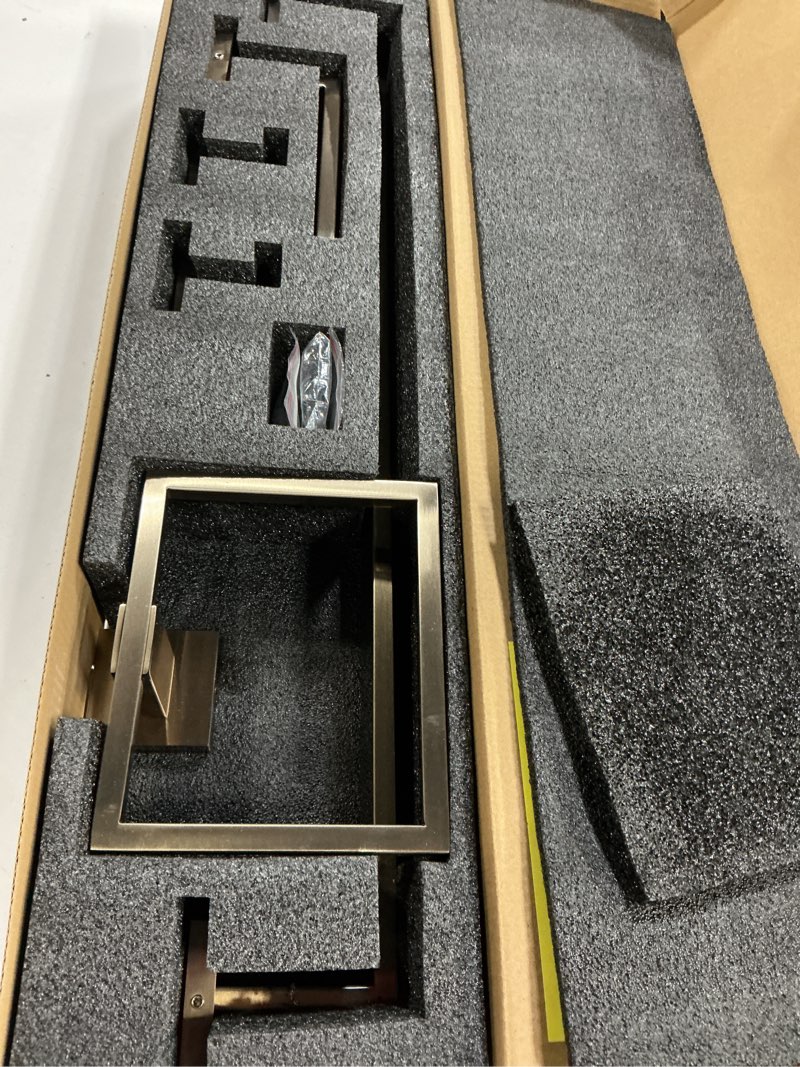 Condition photo showing Good Condition for 5-piece bathroom hardware set, compatible with champagne bronze bathroom towel bar set for bathroom remodel, rustproof sus304 stainless steel towel rack, toilet paper holder, towel hooks