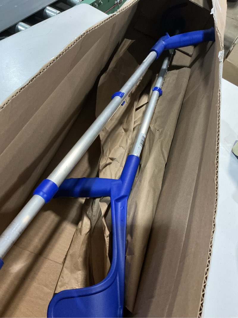 Condition photo showing As Is for pepe mobility forearm crutches for adults (x2 units) open cuff, adjustable height, aluminium, lightweight elbow crutches, made in europe blue
