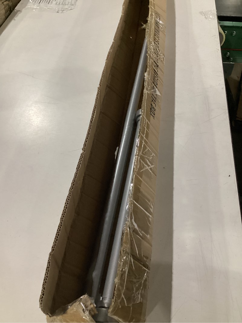 Condition photo showing As Is for curtain rods, non-adjustable drapery rod for window, 1in diam 48inch/4 foot fixed length rod with aluminum end caps and brackets, satin nickel satin nickel 48\"/4ft