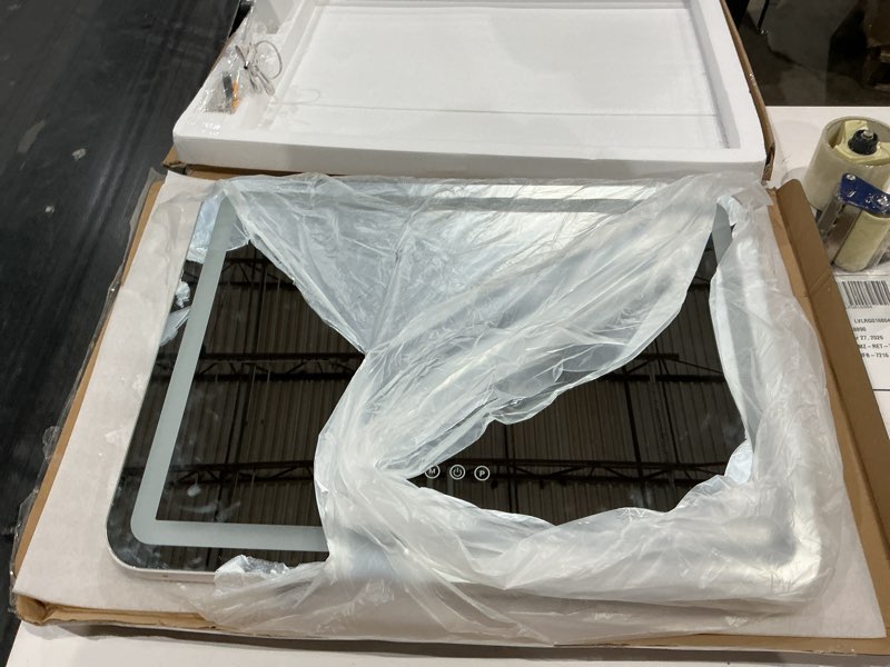 Condition photo showing Good Condition for 23" x 18" vanity mirror with lights, led lighted makeup mirror with 3 color dimmable lights, touch control, usb charging port, gifts for women wife teengirls white 23"l x 18"w