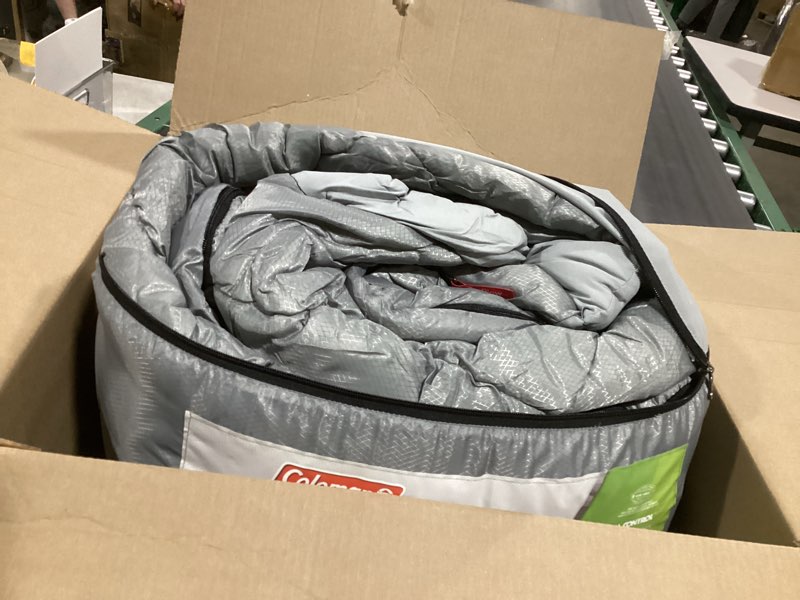 Condition photo showing Good Condition for coleman 45°f double sleeping bag, queen size xl tandem sleep sack with big & tall design, zips apart into 2 sleeping bags, machine washable