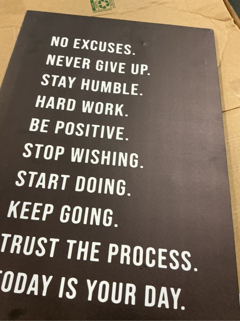 Condition photo showing As Is for PHAMTE No Excuses Never Give Up Inspirational Workout Wall Art, Motivational Inspirational Print Fra