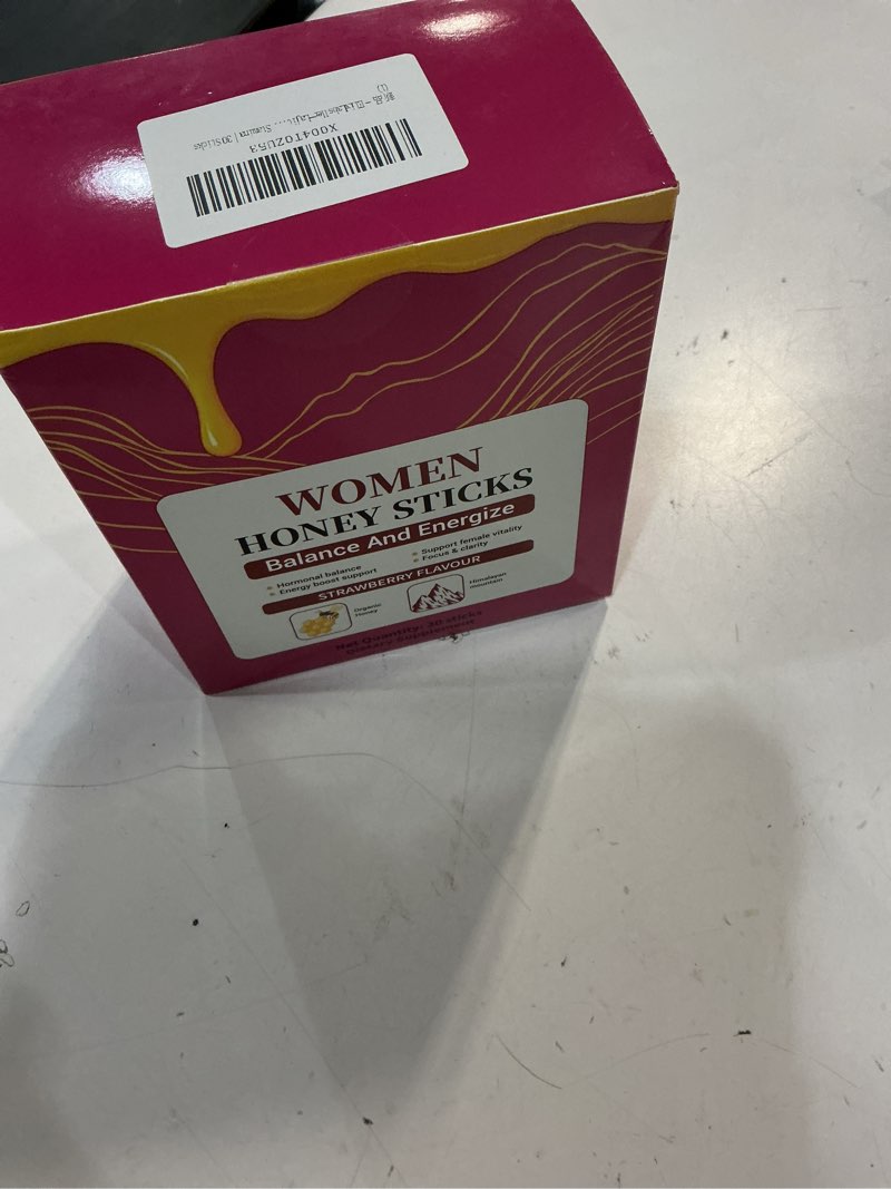 Condition photo showing New/Like New for (exp:09/22/2027)bloomin honey sticks shilajit for women, strawberry honeysticks, natural energy & vitality booster with shatavari & saffron for hormonal balance, focus & stamina | 30 sticks (1)