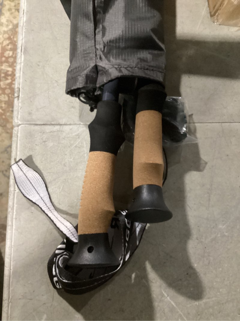 Condition photo showing Good Condition for kinggear tpc-3k 100% carbon fiber trekking poles for hiking - ultralight collapsible hiking poles with cork & eva foam grips, adjustable metal flip locks, tungsten tips - ideal hiking