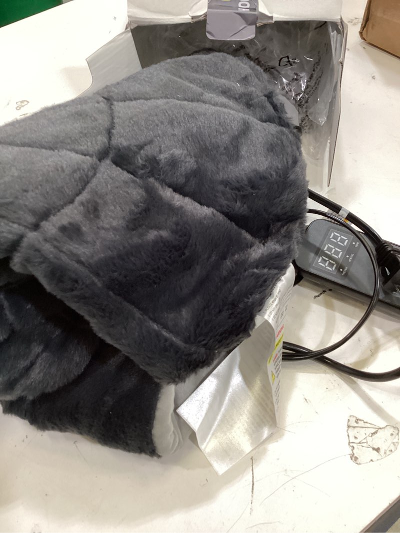Condition photo showing As Is for weighted hooded heating pad for neck and shoulders, extra large electric heat pad for deeper pain relief, 24"x 20", 6 heat settings, memory function, 2h auto-off, 4lb weighted, gifts for women men
