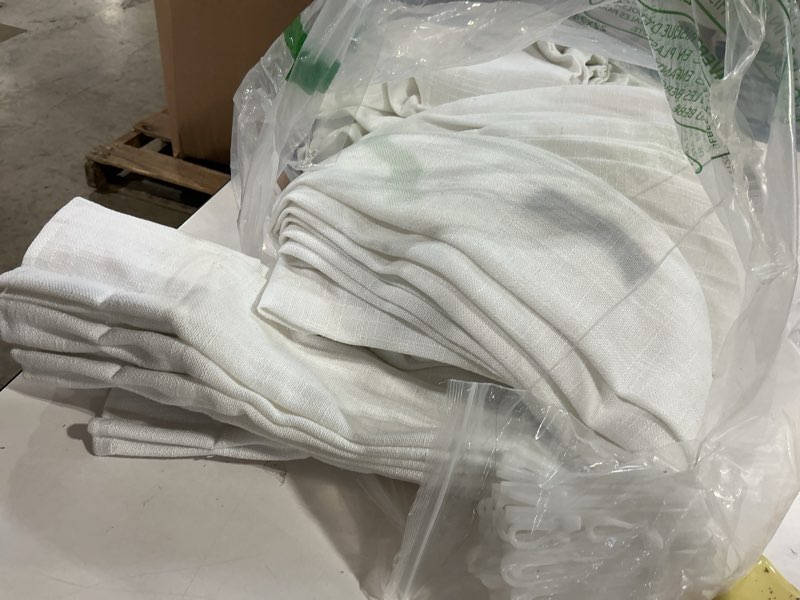Condition photo showing Good Condition for pinch pleated linen curtains 96 inches long for living room bedroom light filtering boho window drape 96 inch 2 panels with hooks rings 8ft cream beige white sliding glass door semi sheer curtain beige white 40"w x 96"l (pack of 2)