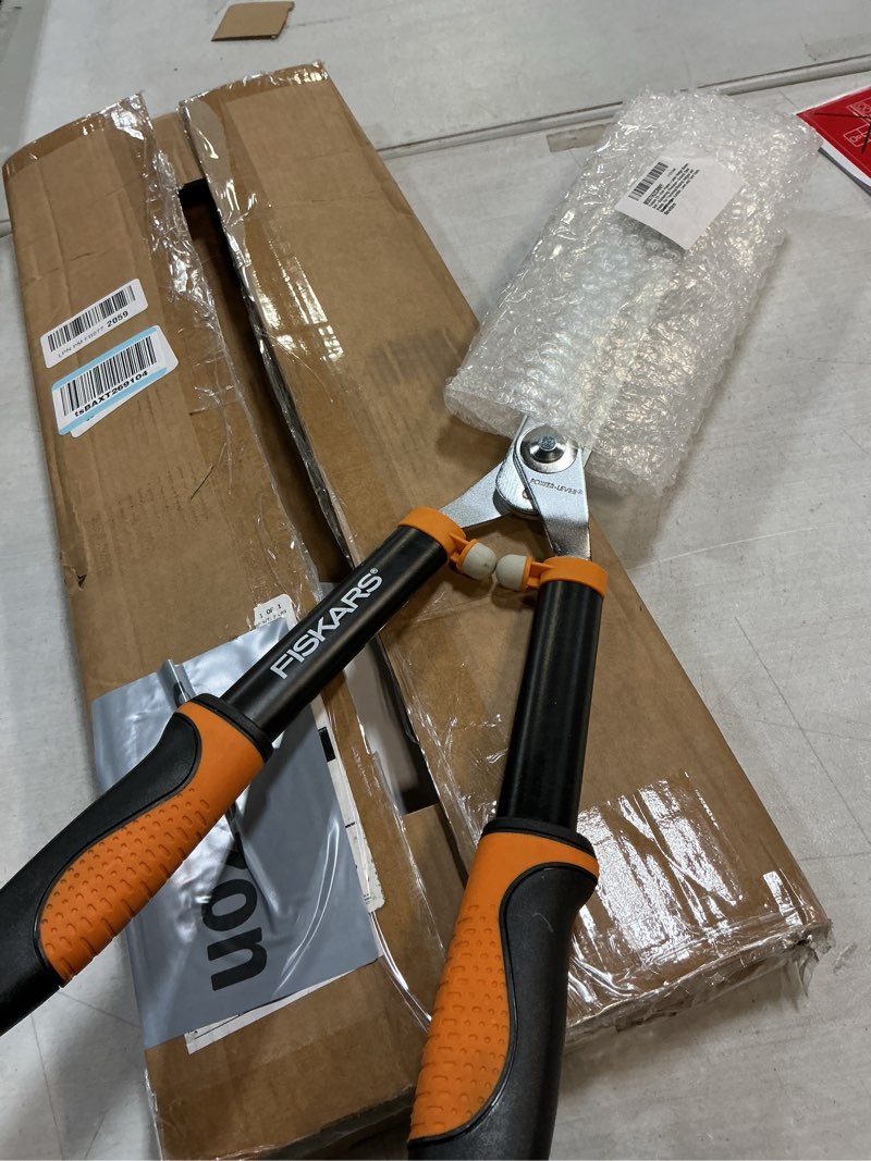 Condition photo showing As Is for Fiskars 23-Inch Power-Lever Hedge Shears, Self-Sharpening Precision-Ground Steel Blades, For Trimming/Shaping Hedges and Shrubs in Your Garden, Lawn and Yard Tools, Black/Orange