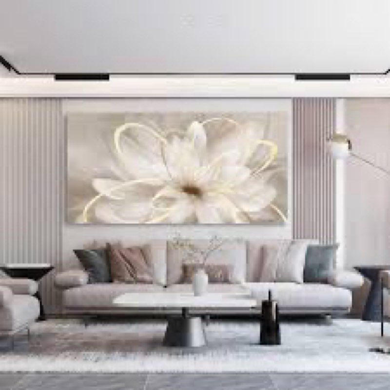 Kureful Large Painting Flower Canvas Wall Art for Living Room 30"x60" Gold Wall Decor Line Art Pictu