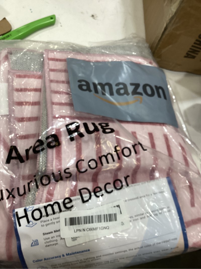 Condition photo showing Good Condition for royhome modern rug 2x6 runners for hallways, abstract kitchen runner rugs non slip bath runner, rainbow washable runners rug for bedroom, soft long rugs for entryway bathroom laundry dorm, pink pink 2' x 6' (rectangular)