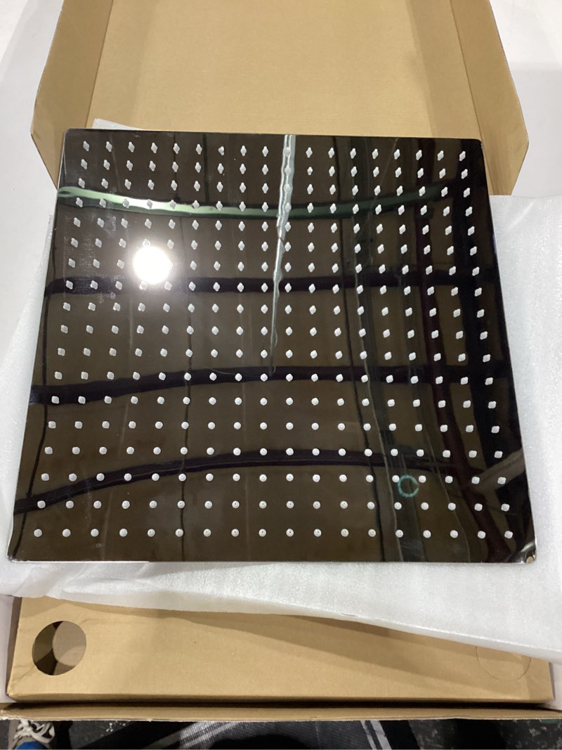 Condition photo showing New/Like New for rain shower head polished chrome with extension arm 16inch square shower head with 16 inch shower arm large stainless steel rainfall showerhead waterfall full body coverage 16inch chrome
