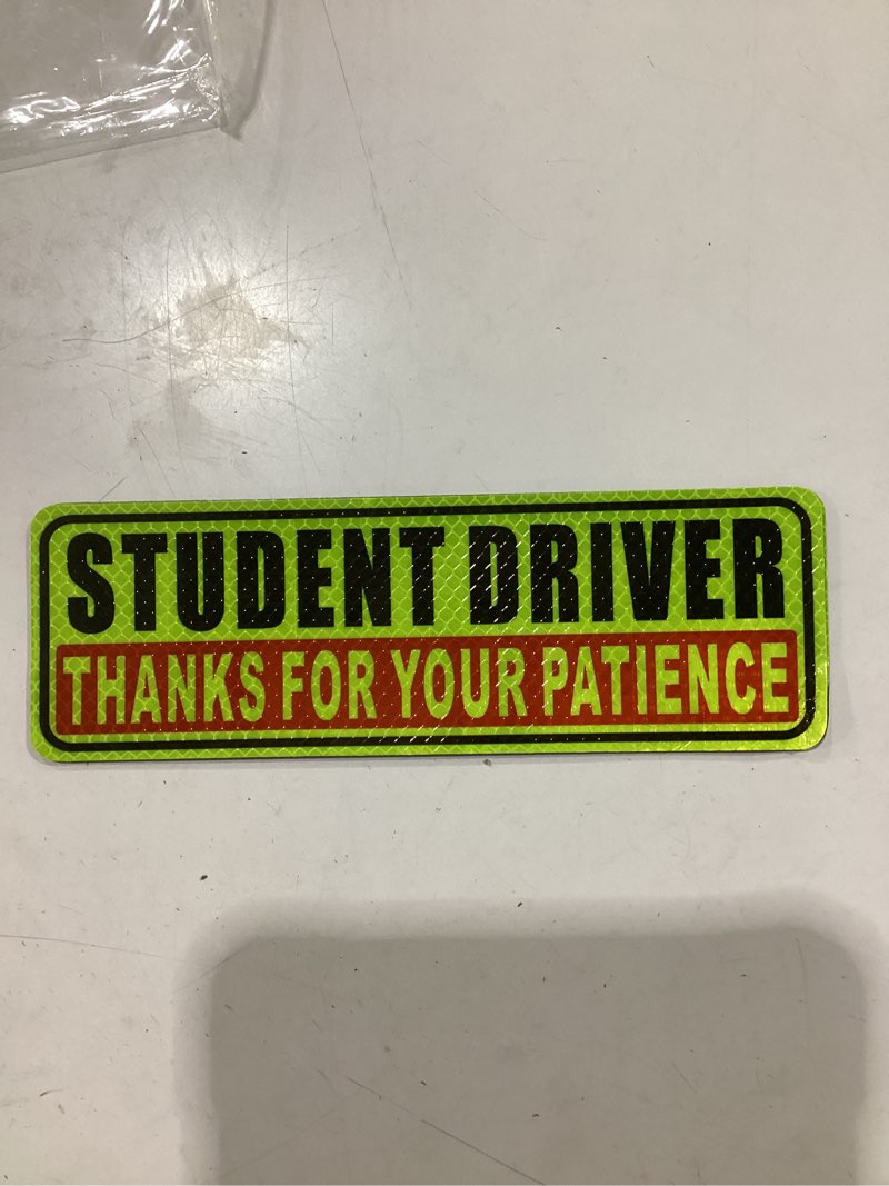 Condition photo showing New/Like New for student driver magnet for car - new driver magnet for car safety warning please be patient reusable movable reflective magnetic black & red for car bumper 3 pcs