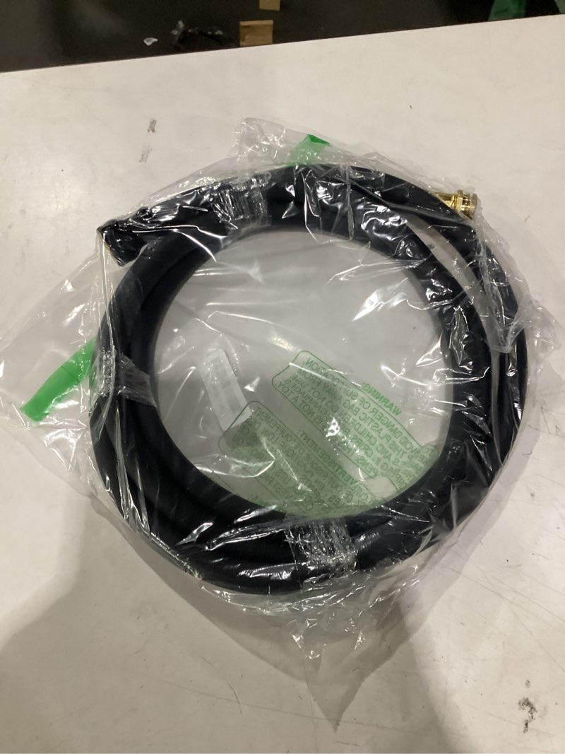 Condition photo showing Good Condition for garden hose 5/8" x 10ft brass rubber heavy duty water hose 600 psi burst pressure, durable flexible hose for yard, car wash, pets black 10ft black