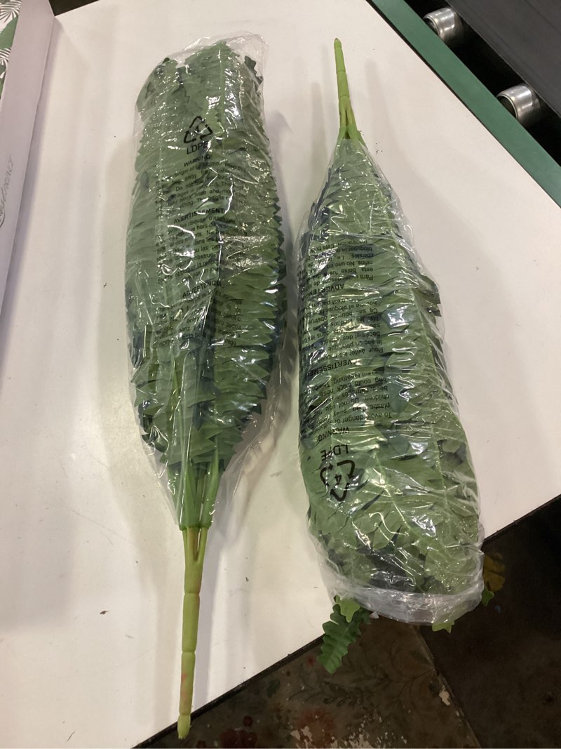 Condition photo showing Good Condition for forest prince 35" ferns artificial bush plants large, 2 artificial boston ferns with 39 fronds for outdoors home decor