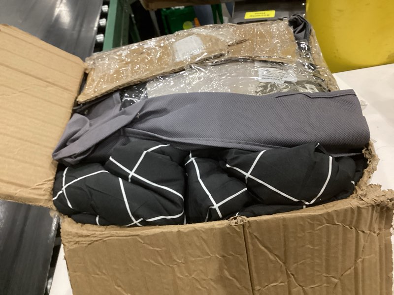 Condition photo showing Good Condition for Andency Black Grid Comforter Set Queen Size (90x90 Inch), 3 Pieces(1 Grid Comforter and 2 Pillowcases), Summer Lightweight Microfiber Down Alternative Black Comforter with White Lines Black Queen (90*90 in)