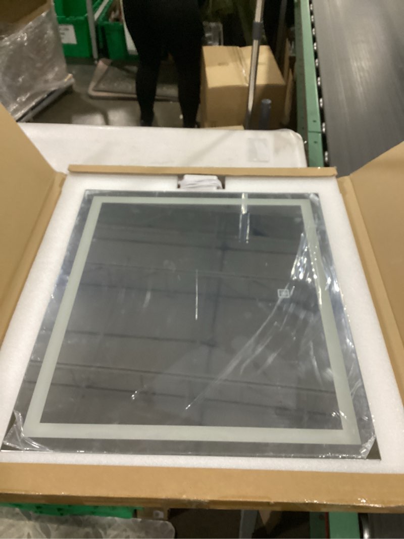 Condition photo showing Good Condition for HNV 22"x20" Lighted Vanity Mirror – Large Makeup Mirror with 3-Color Dimmable LED Lights, 10X Magnification, Touch Control, Tabletop or Wall Mount Mirror for Bedroom & Dressing Room (White) White 22"L x 20"W