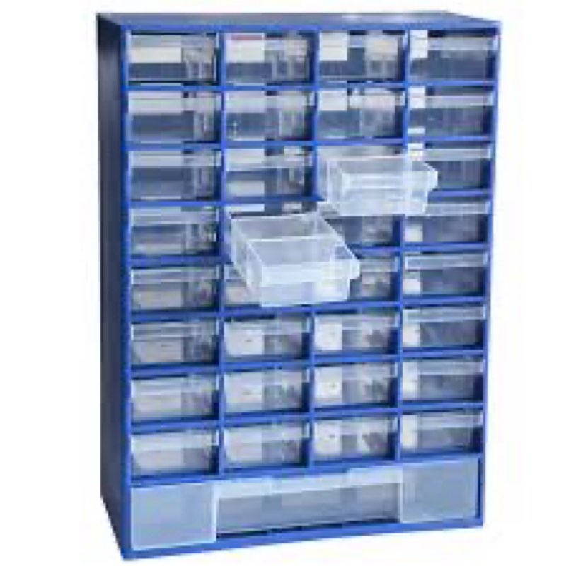 sugooe 33 drawer plastic small parts organizer, storage bin with drawers for hardware, parts, crafts