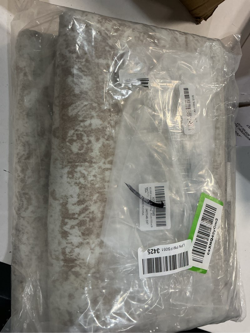 Condition photo showing Good Condition for area rug 5x7 living room rug, machine washable vintage distressed medallion rug non-slip soft low pile large indoor rugs for bedroom kitchen dining room office(beige,5'x7') beige 5' x 7' (rectangular)